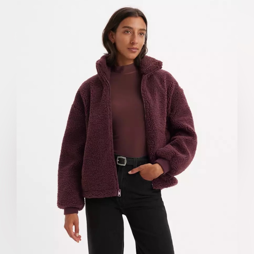 Levi's burgundy red teddy Sherpa Jacket size Large
